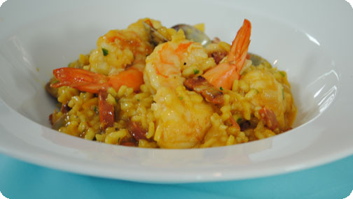 Baked Seafood and Saffron Risotto